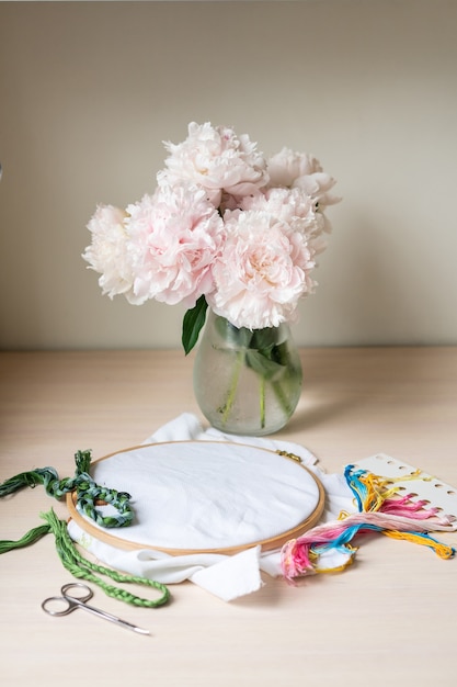 Kolorowe nici i tamborek